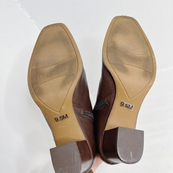 Franco Sarto Ilaria Brown Leather Heeled Booties Boots Women's Size 9.5 - Picture 8 of 11